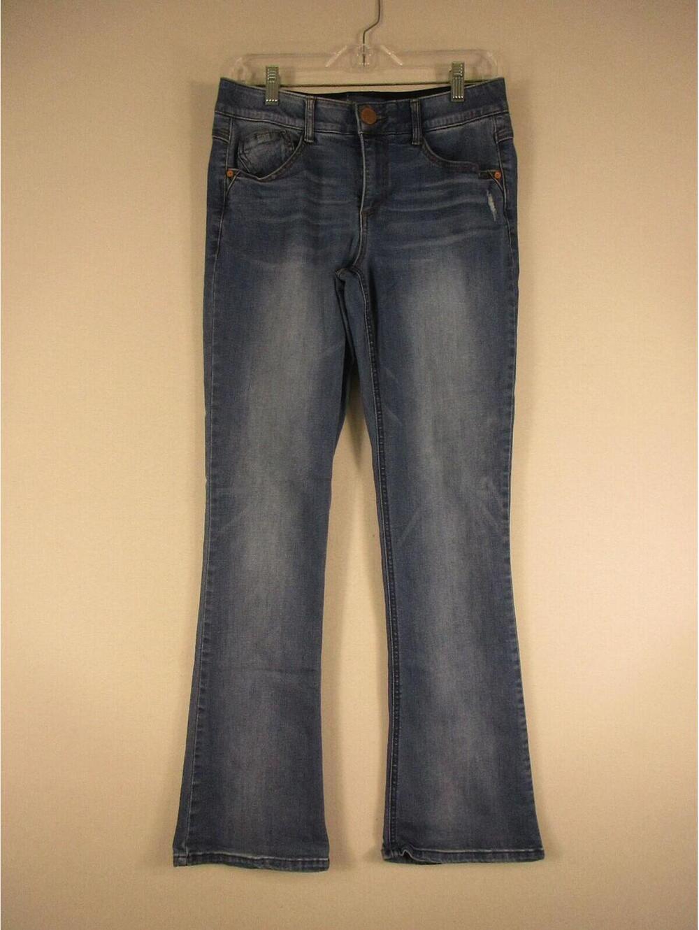 Democracy Jeans Womens 6 Bootcut Mid Rise Stretch Faded Blue Denim Whiskered